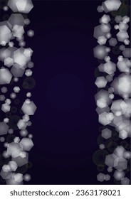Vector Magical Gold Shine Background with Blurred Glowing Circles on Black. Starlight Fog Texture. Glitter Holiday Print. Christmas and New Year Design. Glowing Light on Dark Purple. Bokeh Background.