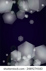 Vector Magical Gold Shine Background with Blurred Glowing Circles on Black. Starlight Fog Texture. Glitter Holiday Print. Christmas and New Year Design. Glowing Light on Dark Purple. Bokeh Background.