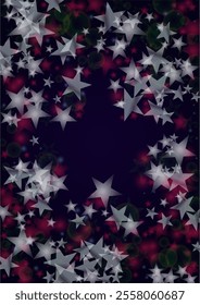Vector Magical Gold Shine Background with Blurred Glowing Circles on Black. Starlight Fog Texture. Glitter Holiday Print. Christmas and New Year Design. Glowing Light on Dark Purple. Bokeh Background.