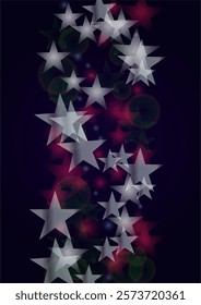Vector Magical Gold Shine Background with Blurred Glowing Circles on Black. Starlight Fog Texture. Glitter Holiday Print. Christmas and New Year Design. Glowing Light on Dark Purple. Bokeh Background.