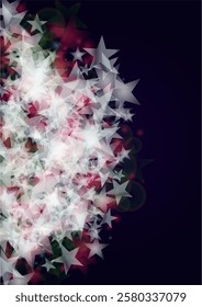 Vector Magical Gold Shine Background with Blurred Glowing Circles on Black. Starlight Fog Texture. Glitter Holiday Print. Christmas and New Year Design. Glowing Light on Dark Purple. Bokeh Background.