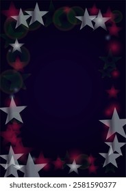 Vector Magical Gold Shine Background with Blurred Glowing Circles on Black. Starlight Fog Texture. Glitter Holiday Print. Christmas and New Year Design. Glowing Light on Dark Purple. Bokeh Background.
