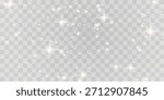 Vector magical light dust, dusty shine. Flying particles of light. Christmas light effect. Sparkling particles of fairy dust glow in transparent background. Vector illustration on png
