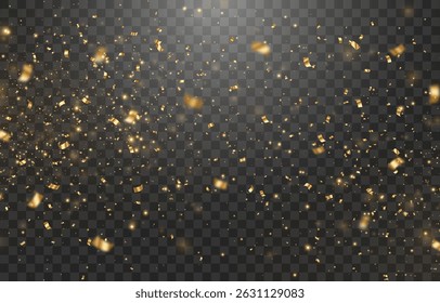 Vector mágico de luz, brillo polvoriento. Partículas voladoras de png ligero. Polvo de hadas brillando sobre un fondo transparente. Navidades efecto de luz. Ilustración vectorial aislada en PNG 