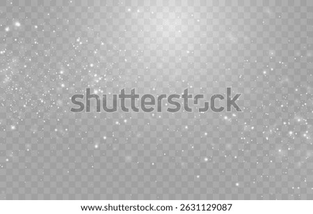 Vector magical light dust, dusty shine. Flying particles of light png. Sparkling fairy dust shining on a transparent background. Christmas light effect. Vector illustration isolated on PNG 