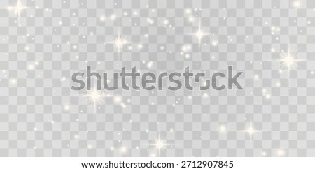 Vector magical light dust, dusty shine. Flying particles of light. Christmas light effect. Sparkling particles of fairy dust glow in transparent background. Vector illustration on png