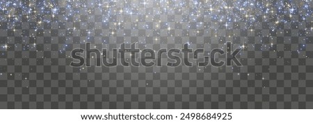 Vector magical light dust. Flying particles of light. Christmas light effect. Sparkling particles of dust glow in transparent background. Vector illustration on png