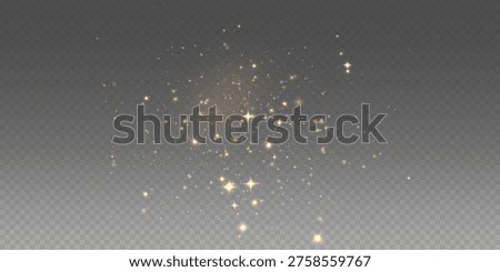 Vector magical light dust with shiny glow. Flying light particles. Christmas lighting effect. Sparkling fairy dust particles glowing on transparent background. Vector illustration от PNG.