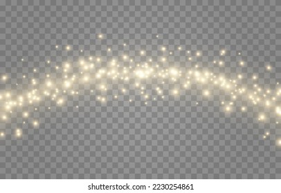Vektormagisches Licht png. Glühender Staub auf isoliertem transparentem Hintergrund. Goldstaubpng, leichter Weg. Weihnachtsstaub.