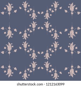 Vector Magical Pumpkin Flowers on dark seamless pattern background. Perfect for fabric, scrapbooking and wallpaper projects.