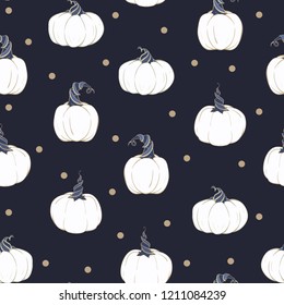 Vector Magical Pumpkins dotted seamless pattern background. Perfect for fabric, scrapbooking and wallpaper projects.