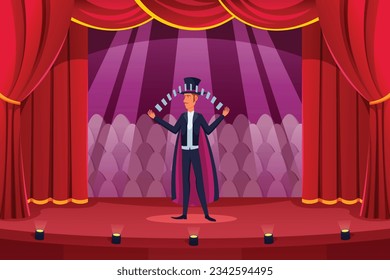 Vector magician with playing cards