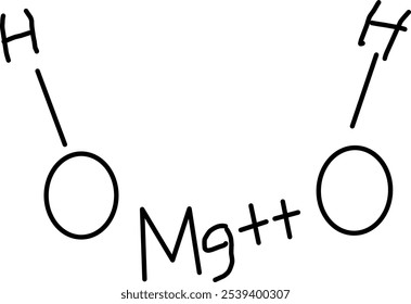 vector of magnesium hydroxide molecule with Mg(OH)2 symbol in Doodle style. vector hand drawn chemistry science molecules.