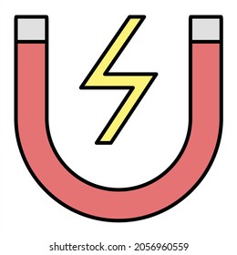 Vector Magnet Force Filled Outline Icon Design
