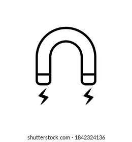 Vector Magnet icon, horseshoe magnet symbol on isolated white background for UI/UX and website.