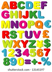 Vector Magnets of Alphabet, Numbers, Maths & Currencies