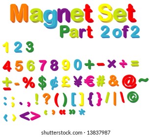 Vector Magnets Set (Part 2 of 2) - Numbers, Maths, Currencies & Punctuation Marks