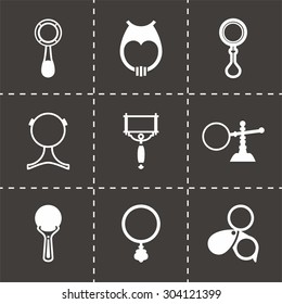 Vector Magnifer glass icon set on black background