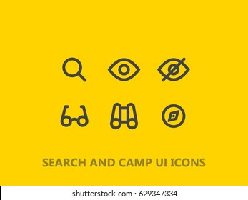 Vector magnifier glass, eye and zoom Icons search lupe