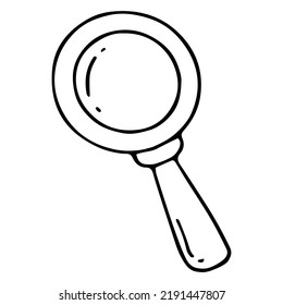 Vector magnifier icon. A hand-drawn doodle. Back to School education