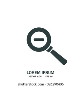 Vector magnifier icon with minus sign