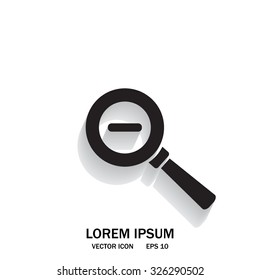 Vector magnifier icon with minus sign