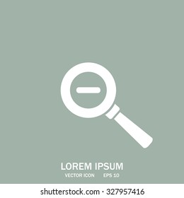 Vector magnifier icon with minus sign
