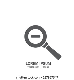 Vector magnifier icon with minus sign
