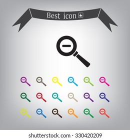 Vector magnifier icon with minus sign