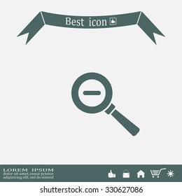 Vector magnifier icon with minus sign