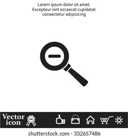 Vector magnifier icon with minus sign



