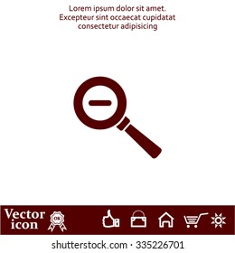 Vector magnifier icon with minus sign