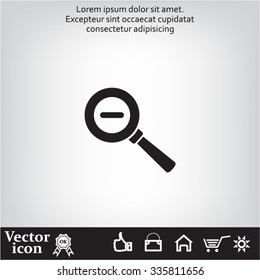 Vector magnifier icon with minus sign