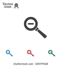 Vector magnifier icon with minus sign