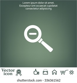Vector magnifier icon with minus sign