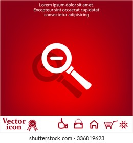 Vector magnifier icon with minus sign