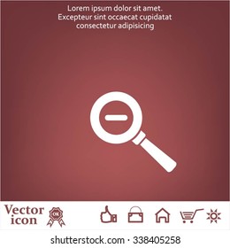 Vector magnifier icon with minus sign