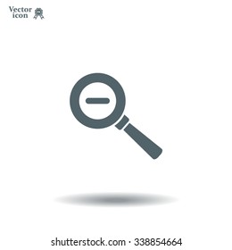 Vector magnifier icon with minus sign