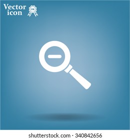 Vector magnifier icon with minus sign