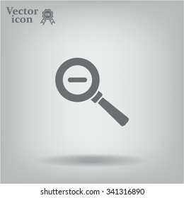 Vector magnifier icon with minus sign