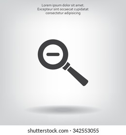 Vector magnifier icon with minus sign 