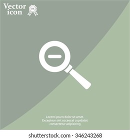Vector magnifier icon with minus sign