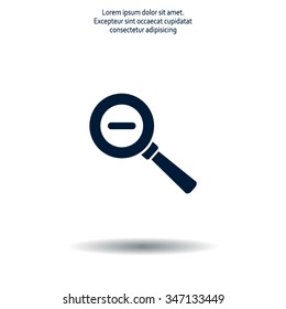 Vector magnifier icon with minus sign