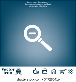 Vector magnifier icon with minus sign