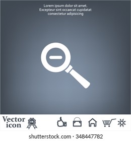 Vector magnifier icon with minus sign