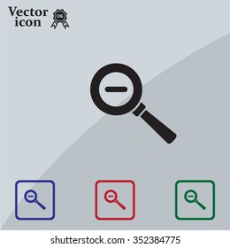 Vector magnifier icon with minus sign 