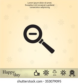 Vector magnifier icon with minus sign