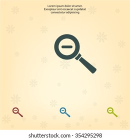 Vector magnifier icon with minus sign 