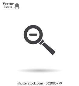 Vector magnifier icon with minus sign