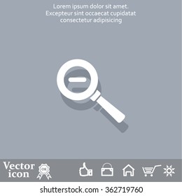 Vector magnifier icon with minus sign